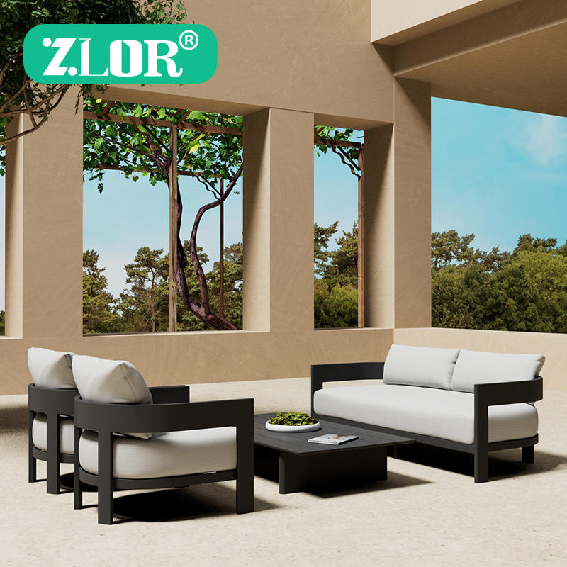 Outdoor Furniture Lounge Set - Modern Aluminum Outdoor Sofa Set L-Shaped