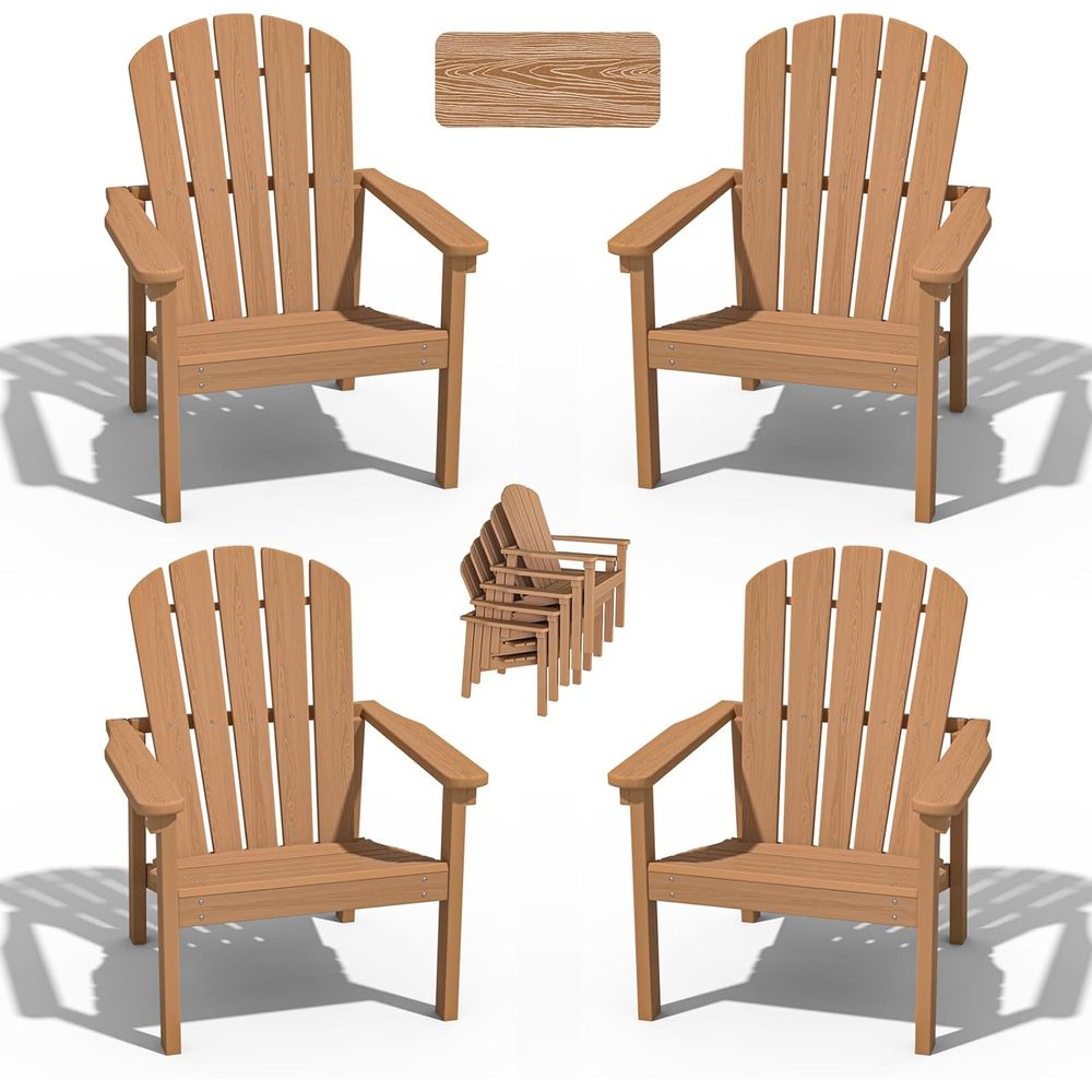 Outdoor Furniture Ofo - Stackable 4-Piece Adirondack Chair Set, 26.3