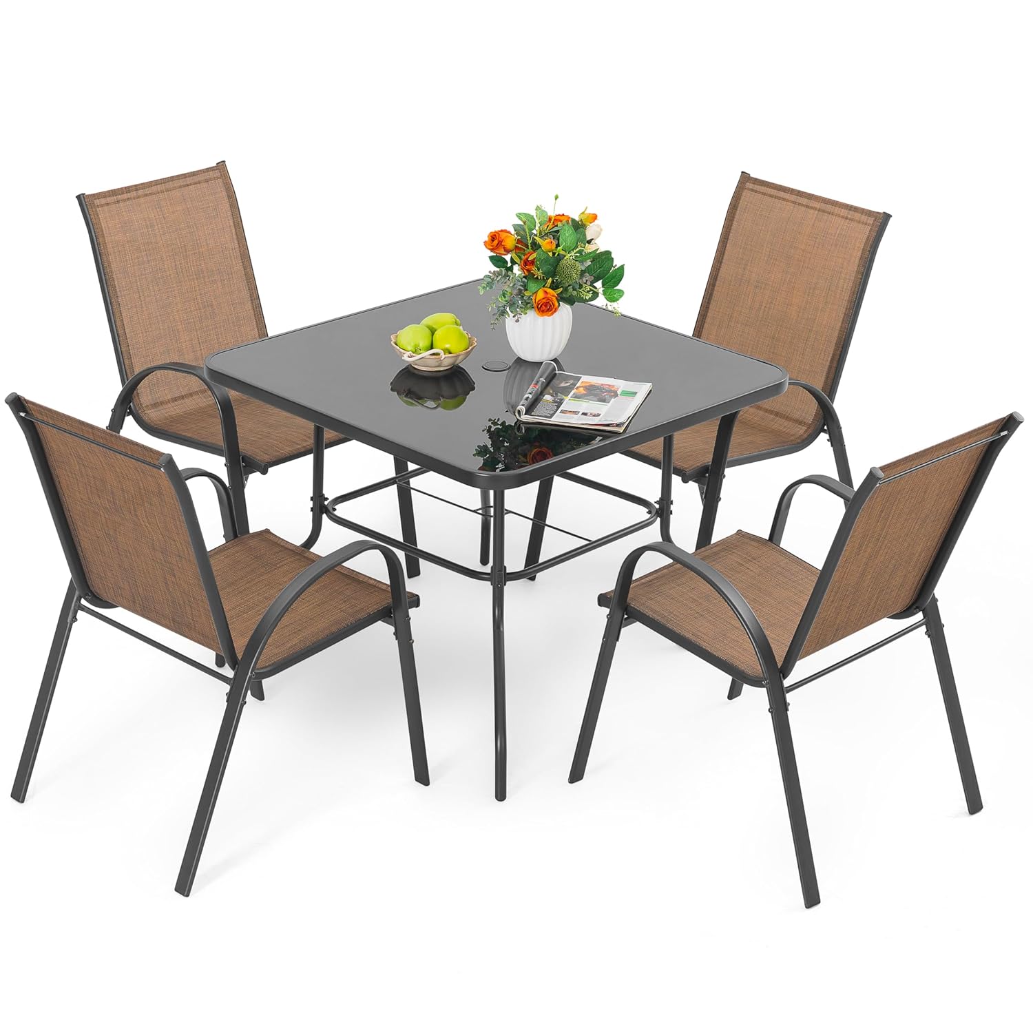 Outdoor Furniture Sunbrella - 5 Piece Metal Patio Dining Set
