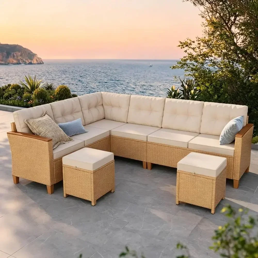 Outdoor Furniture Lounge Set - 6-Piece Outdoor Wicker Patio Furniture Set