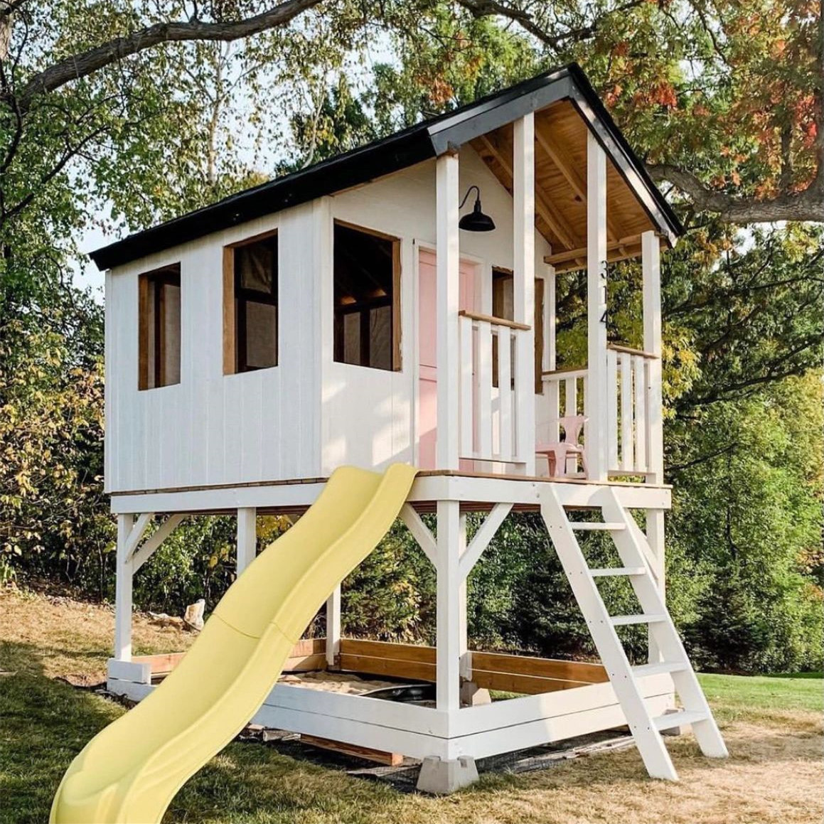 Outdoor Furniture Wooden - Kindergarten Playhouse Outdoor Assembly Slide Tree