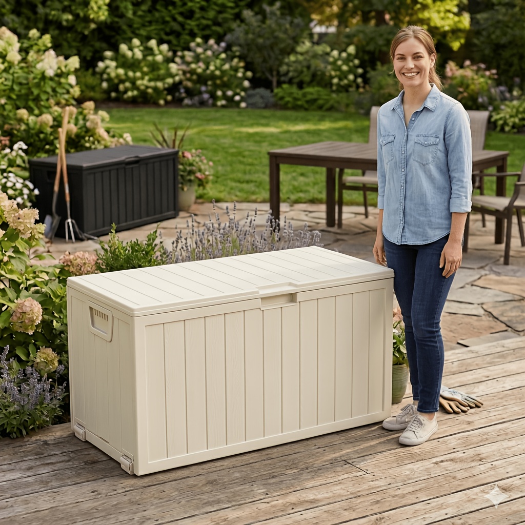 Outdoor Furniture Patio - 75/35 Gallon Outdoor Storage Box Waterproof