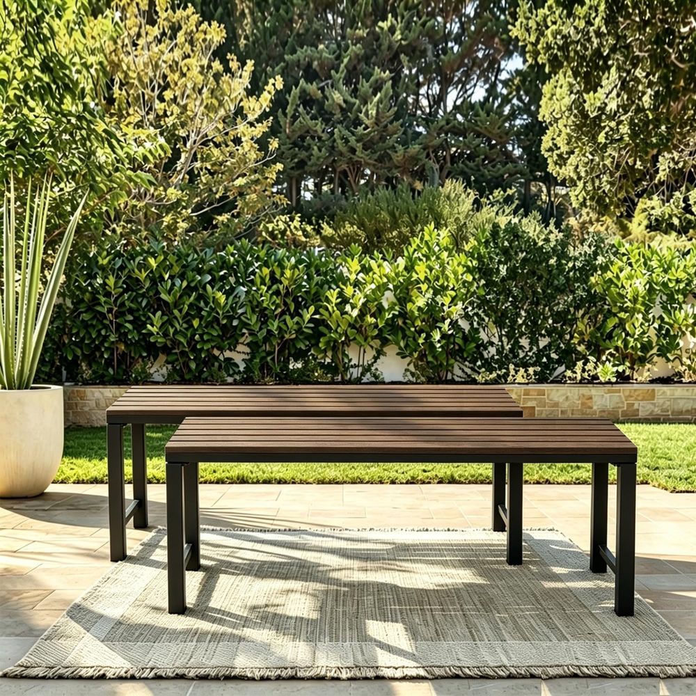 Outdoor Furniture Ofo - Outdoor BacklBench, Set o 2,Weatherproo Patio