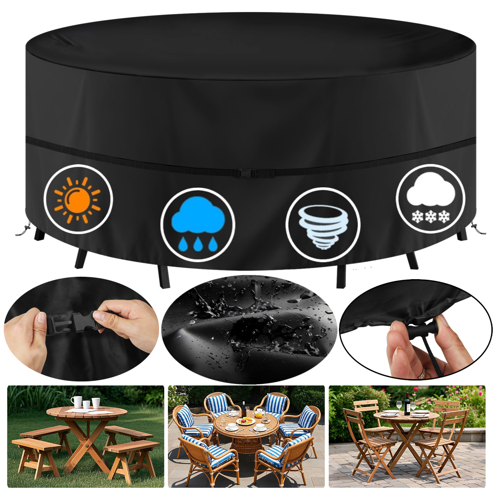 Outdoor Furniture Manufacturer - Round Waterproof Garden Furniture Covers Outdoor