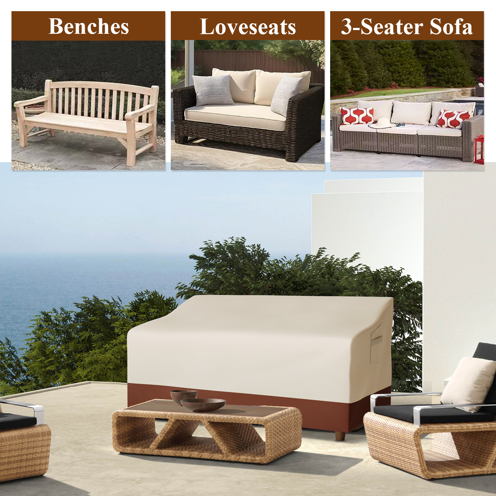 Outdoor Furniture Manufacturer - Outdoor Sofa Cover Waterproof 3-Seater Outdoor