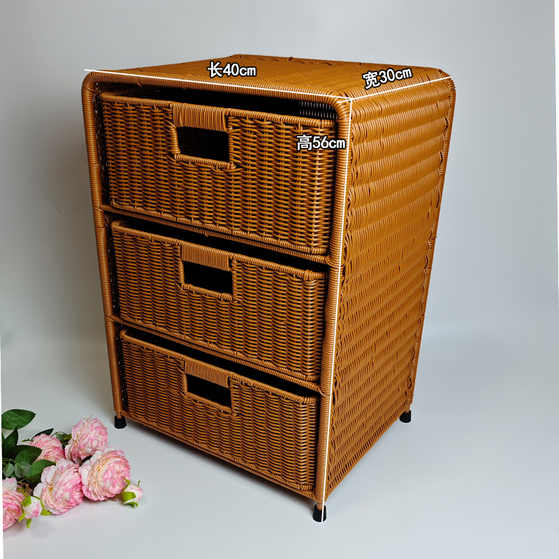 Outdoor Furniture Rh - Chinese Style Woven Rattan Three-Layer Storage