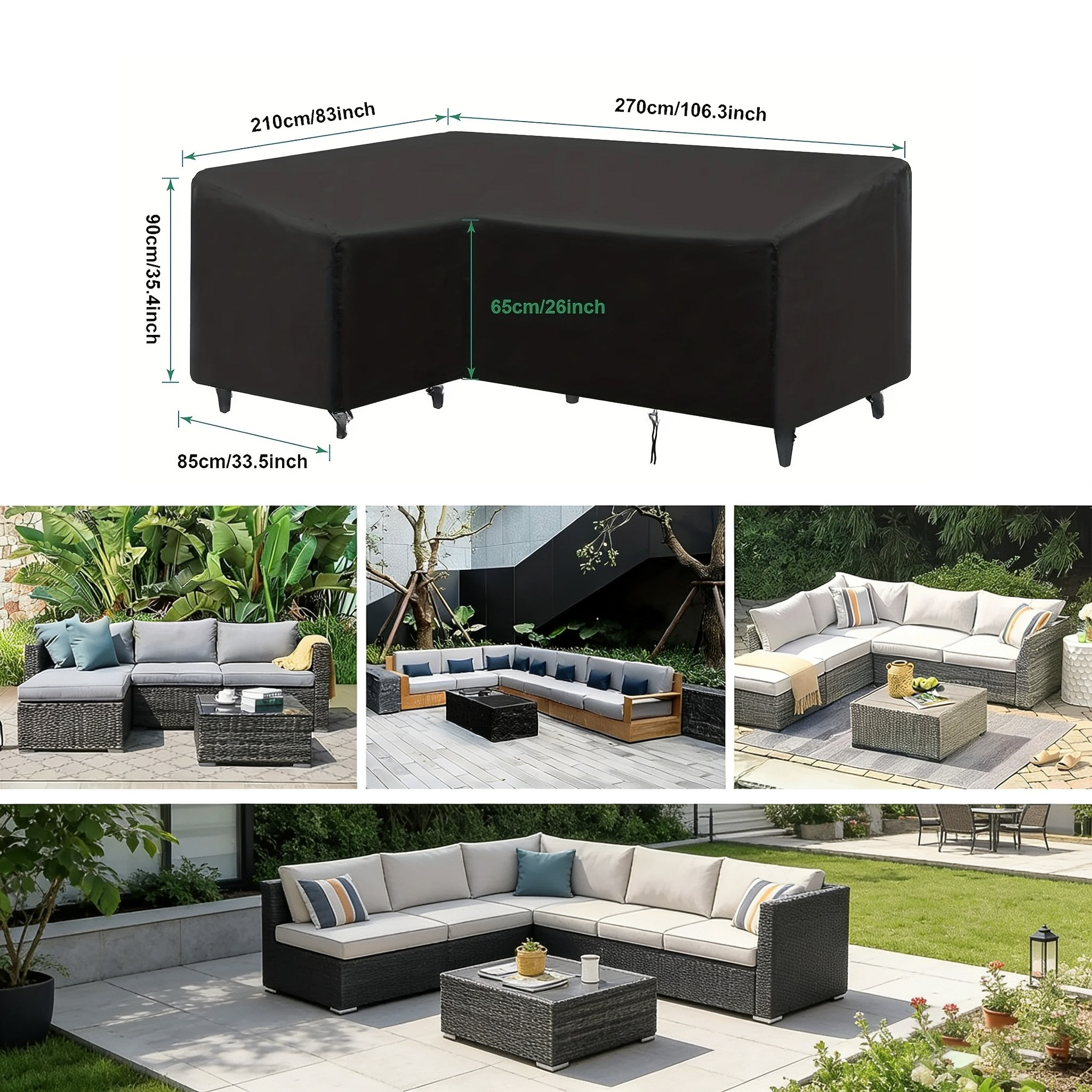Outdoor Furniture Manufacturer - L-shaped Outdoor Sofa Cover, Windproof and