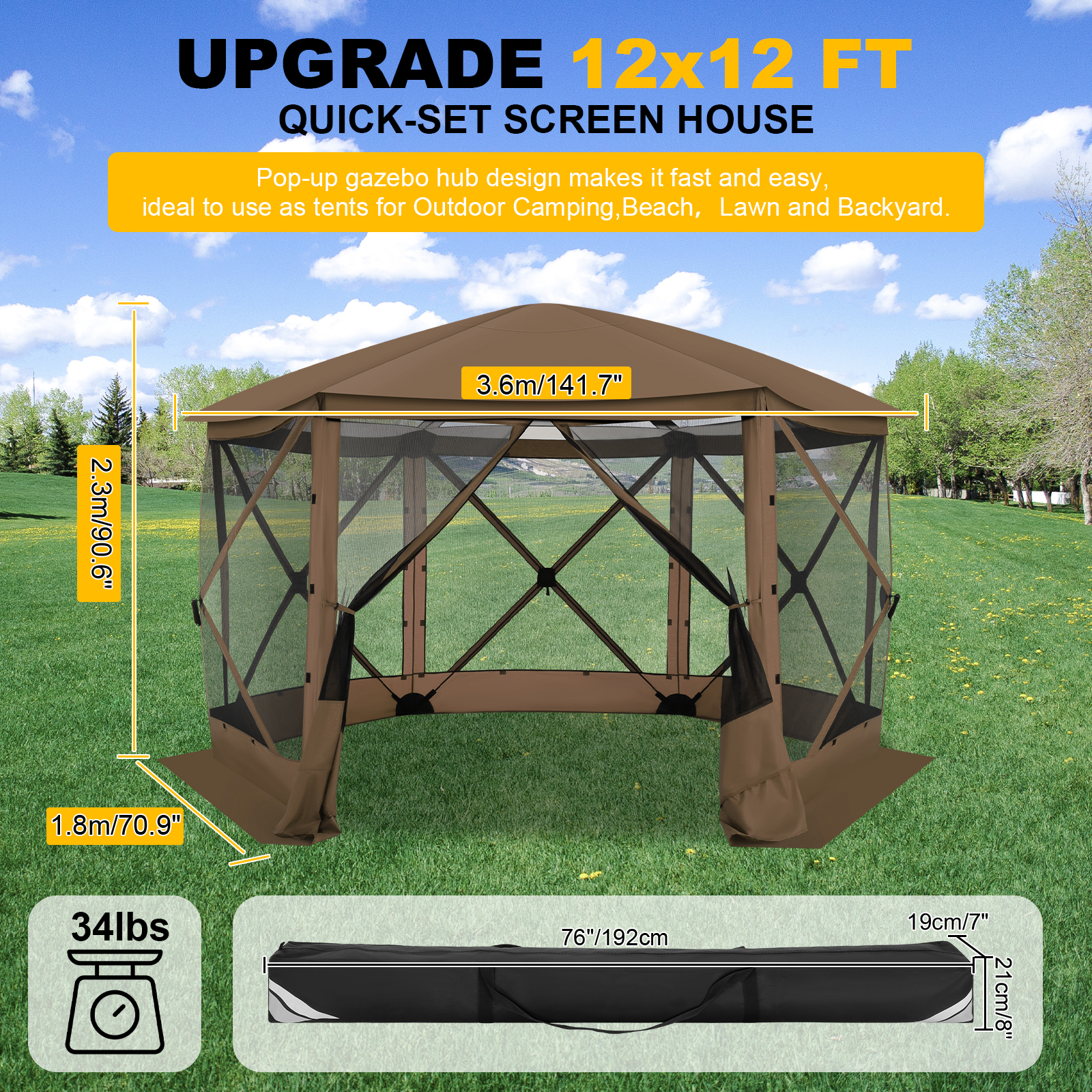 12x12ft Pop Up Gazebo Screen H - Outdoor Furniture Gazebo 리뷰 및 가격