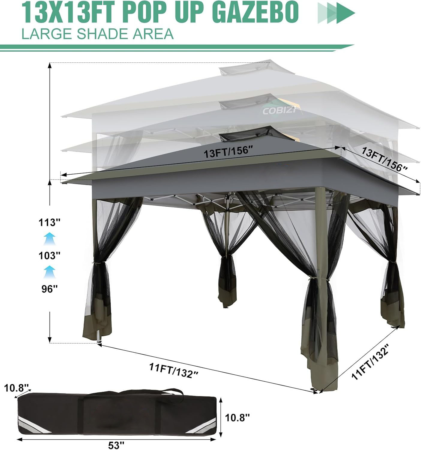 13x13ft Gazebo Pop Up Canopy T - Outdoor Furniture Gazebo 리뷰 및 가격