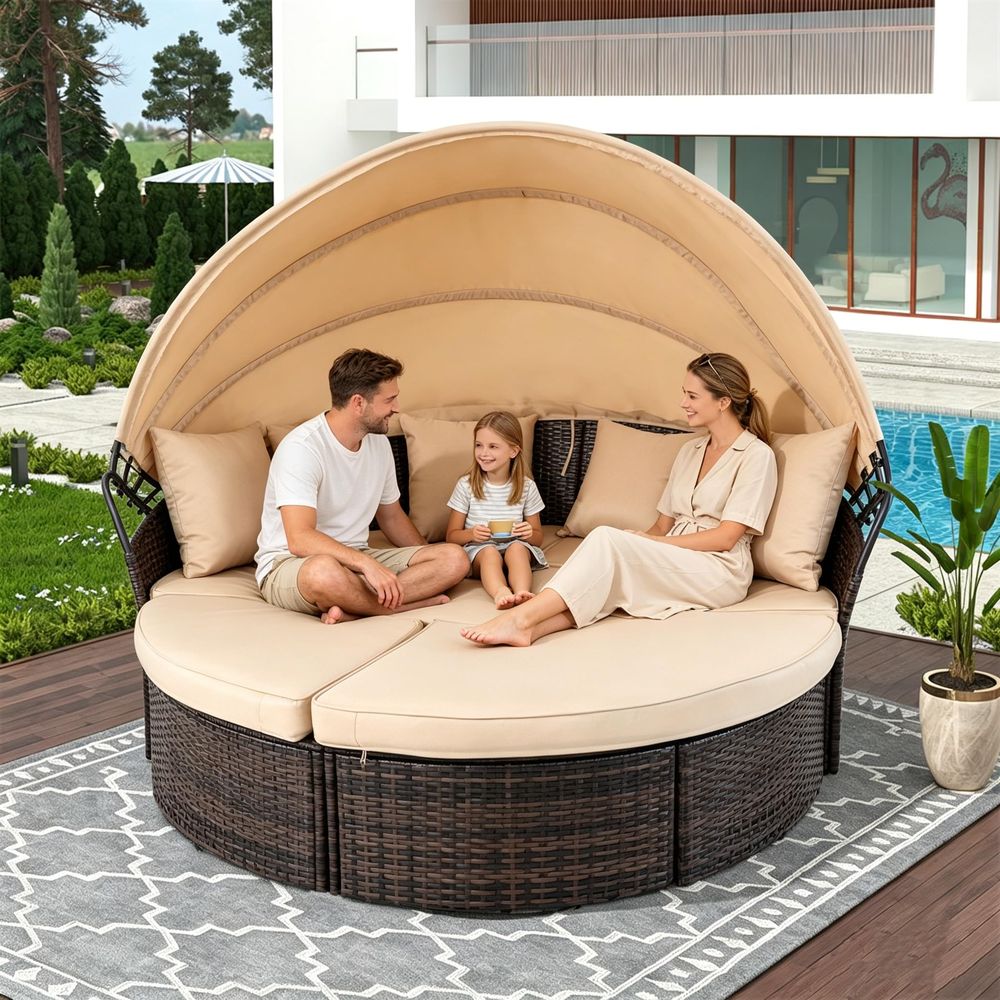 Outdoor Patio Round Daybed wit - Outdoor Furniture Patio 리뷰 및 가격