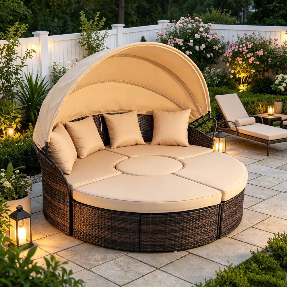 Outdoor Patio Round Daybed wit - Outdoor Furniture Patio 리뷰 및 가격
