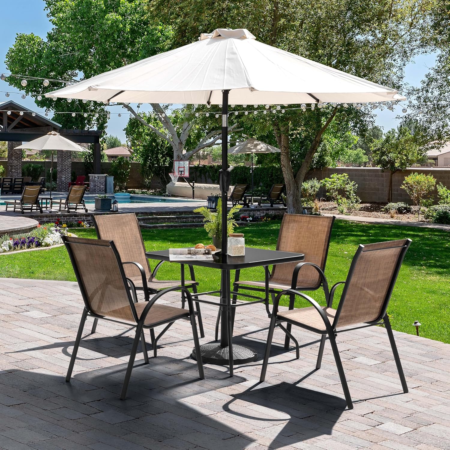 5 Piece Metal Patio Dining Set - Outdoor Furniture Sunbrella 리뷰 및 가격