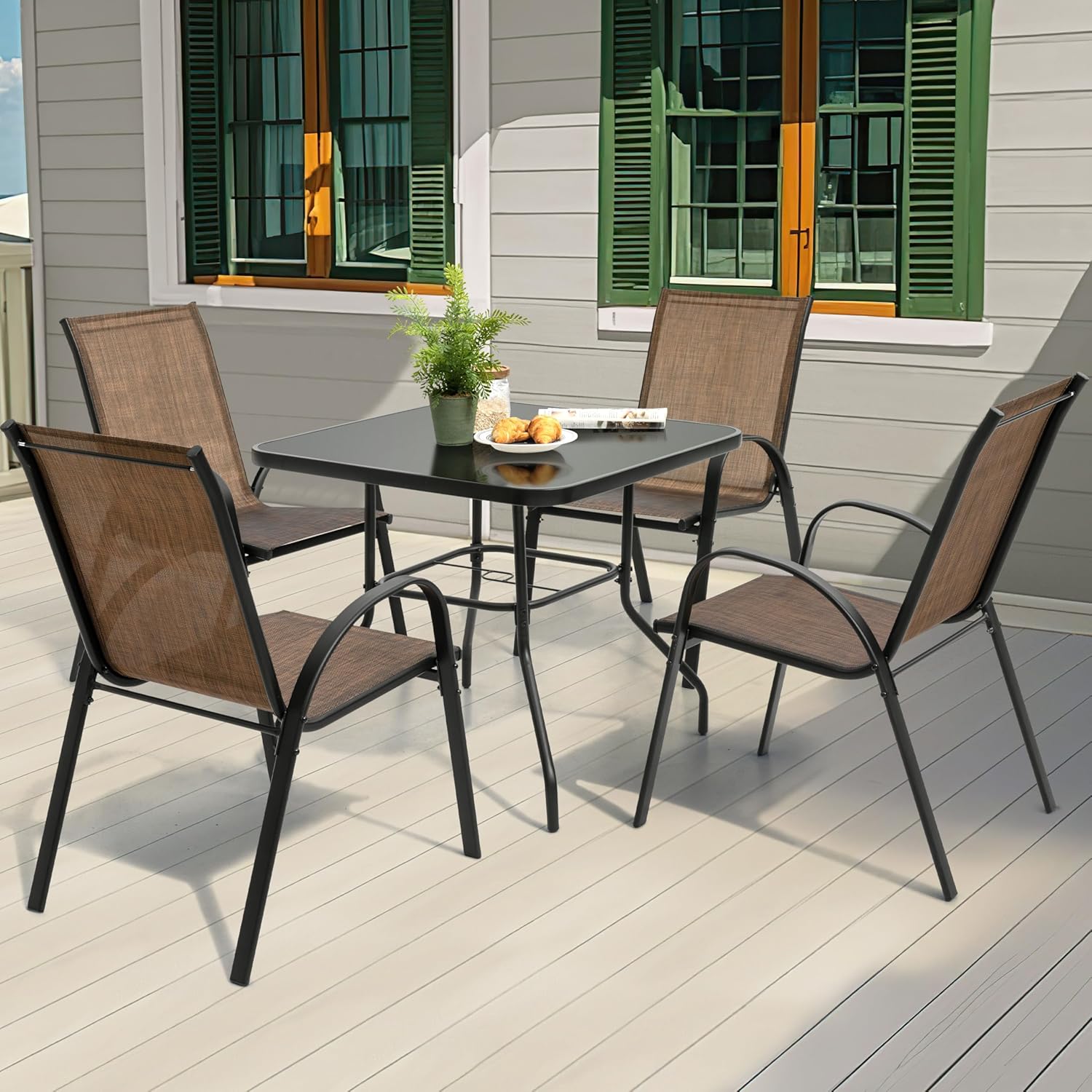 5 Piece Metal Patio Dining Set - Outdoor Furniture Sunbrella 리뷰 및 가격