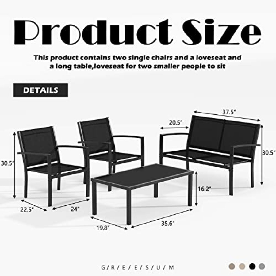 Greesum 4 Pieces Patio Furnitu - Outdoor Furniture Patio 리뷰 및 가격