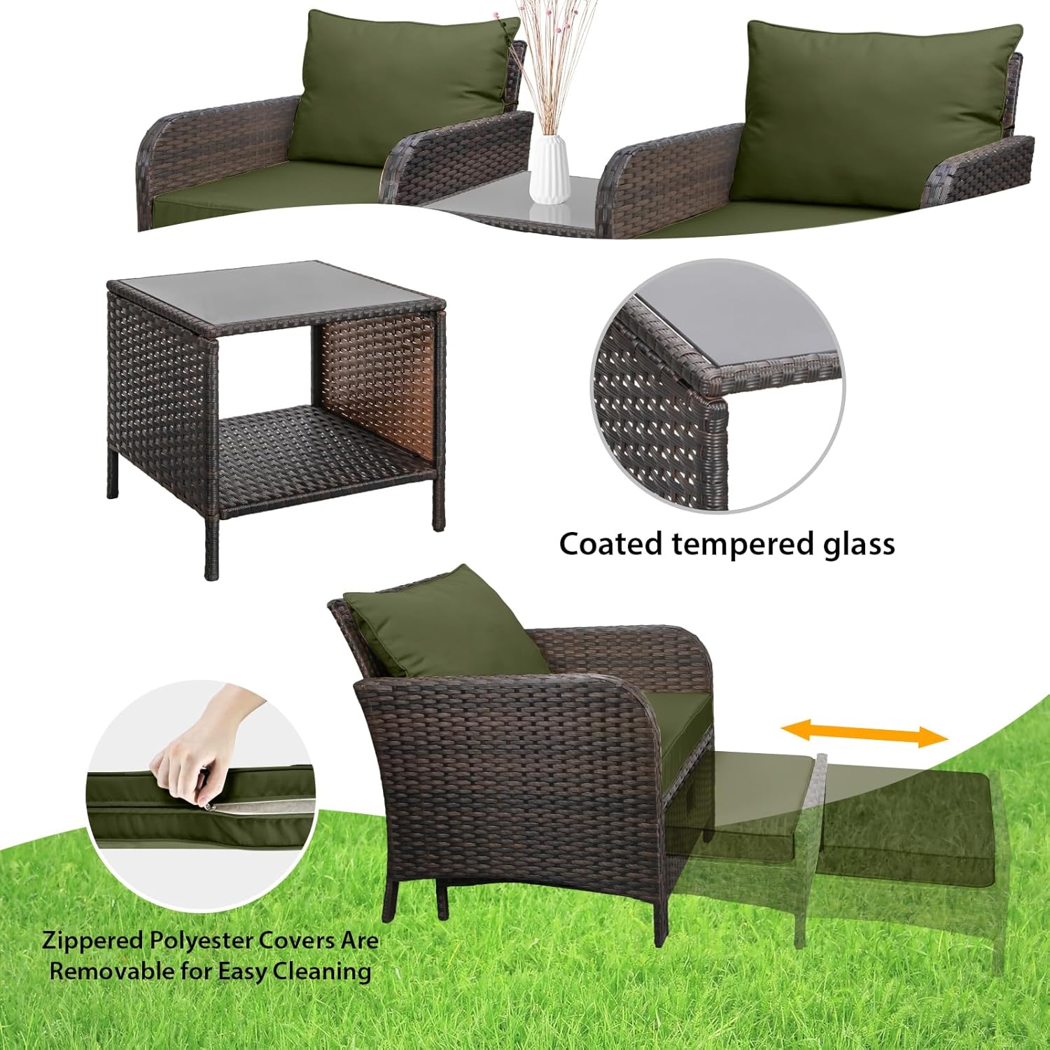 5 Piece PE Rattan Patio Set Ou - Outdoor Furniture Lounge Set 리뷰 및 가격