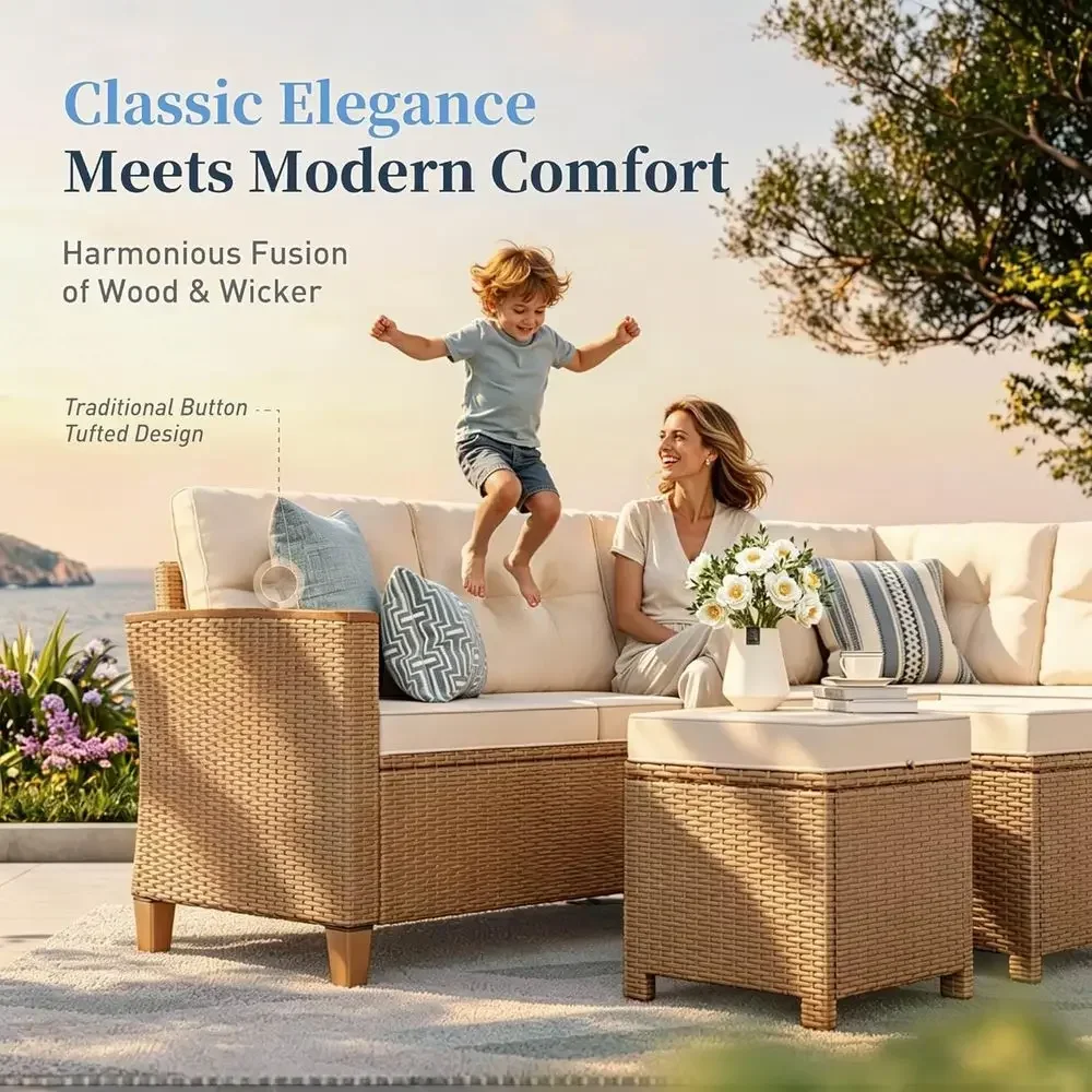 6-Piece Outdoor Wicker Patio F - Outdoor Furniture Lounge Set 리뷰 및 가격