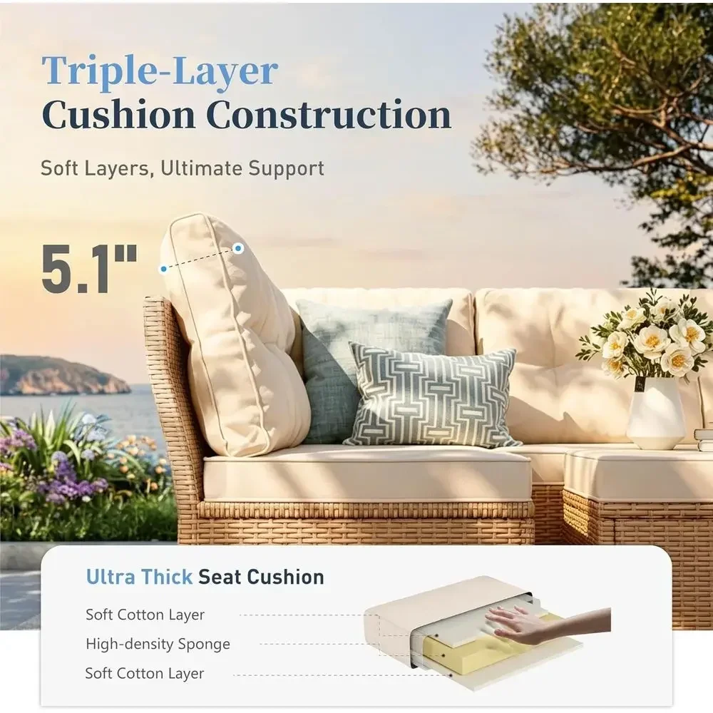 6-Piece Outdoor Wicker Patio F - Outdoor Furniture Lounge Set 리뷰 및 가격
