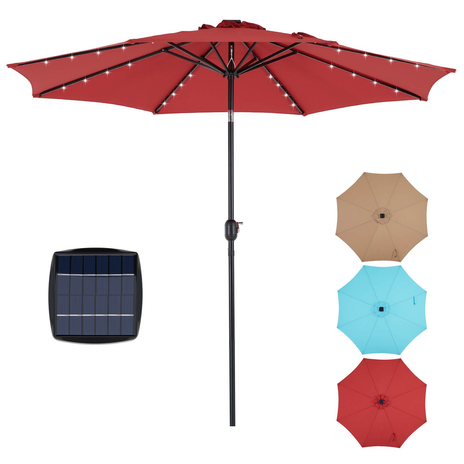 JHK 10FT Solar Patio Umbrella  - Outdoor Furniture Sunbrella 리뷰 및 가격