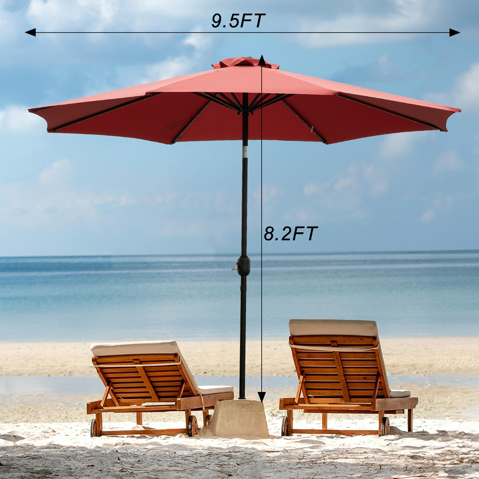 JHK 10FT Solar Patio Umbrella  - Outdoor Furniture Sunbrella 리뷰 및 가격