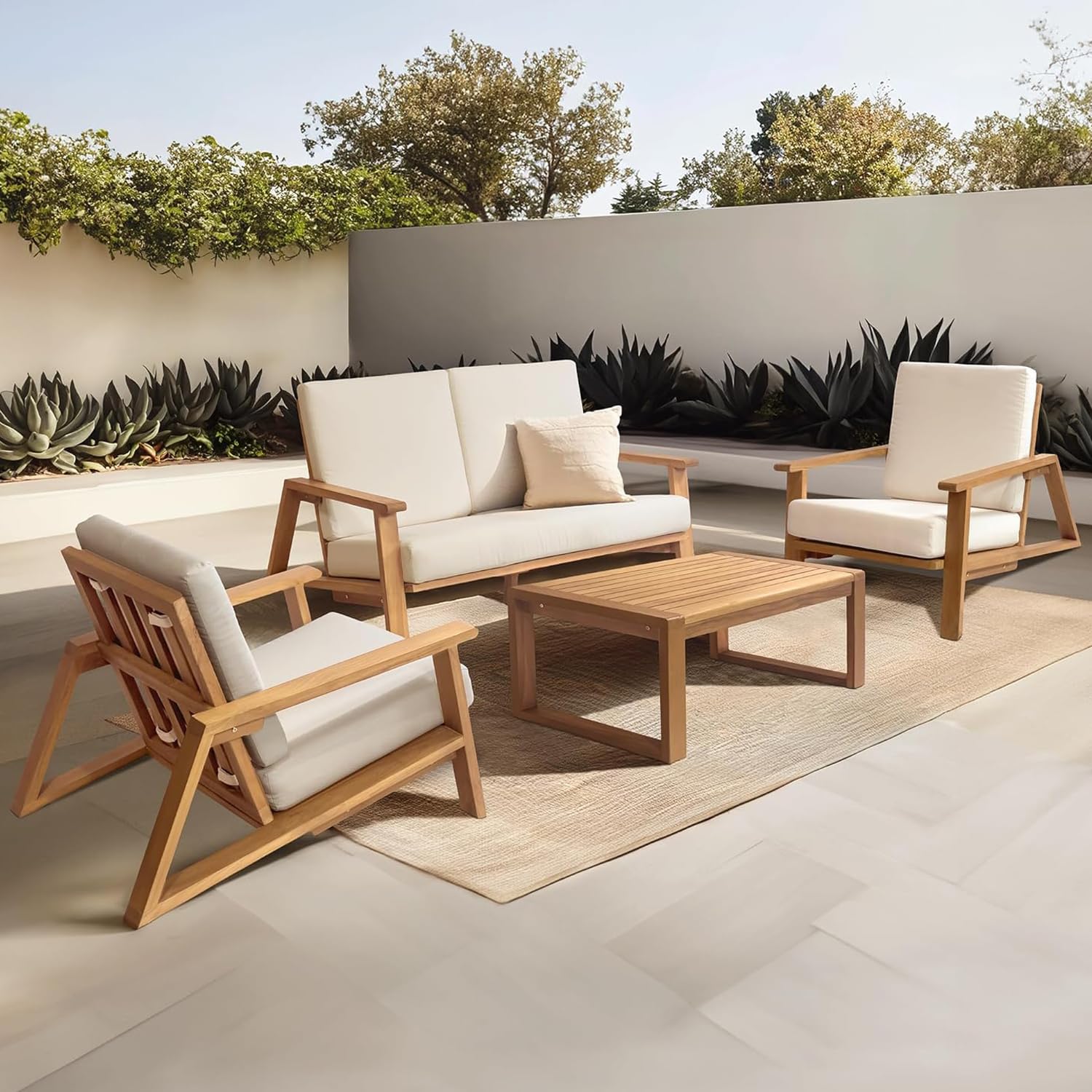 4-Piece Deep Seating Teak Pati - Outdoor Furniture Teak 리뷰 및 가격