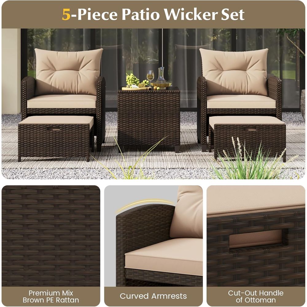 5-Piece Outdoor Patio Furnitur - Outdoor Furniture Lounge Set 리뷰 및 가격