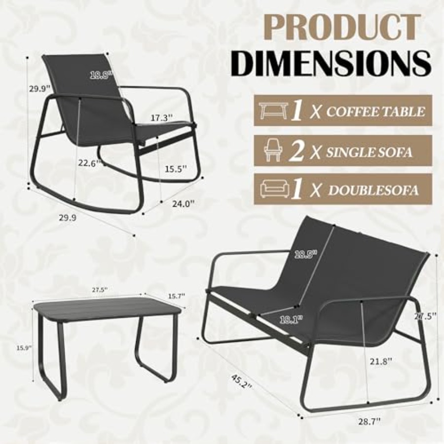 GEONKAI 4 Piece Patio Furnitur - Outdoor Furniture Patio 리뷰 및 가격