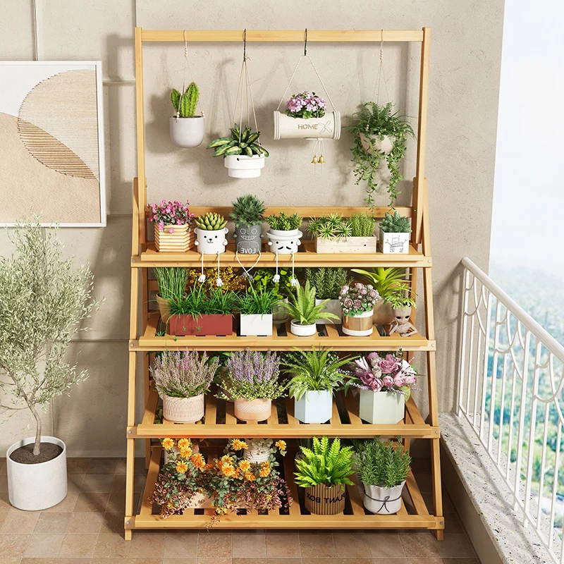 Solid Wood Flower Shelf Plant  - Outdoor Furniture Wooden 리뷰 및 가격