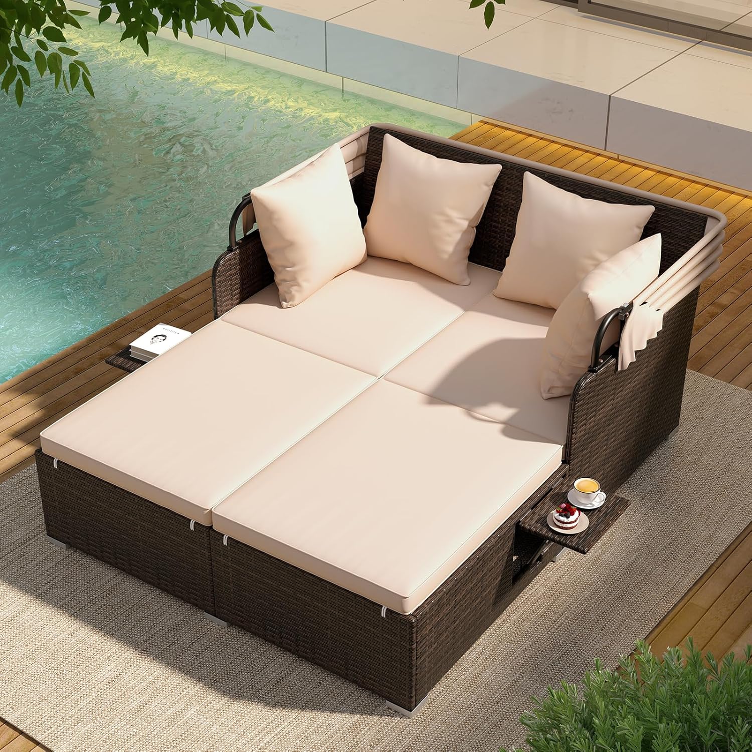 Outdoor Daybed, 2-Person Wicke - Outdoor Furniture Sunbrella 리뷰 및 가격