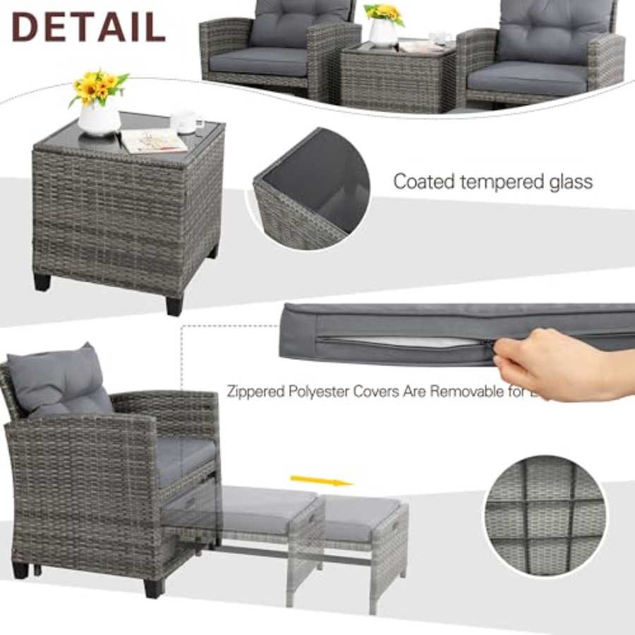 5 Piece Patio Furniture Set fo - Outdoor Furniture Lounge Set 리뷰 및 가격