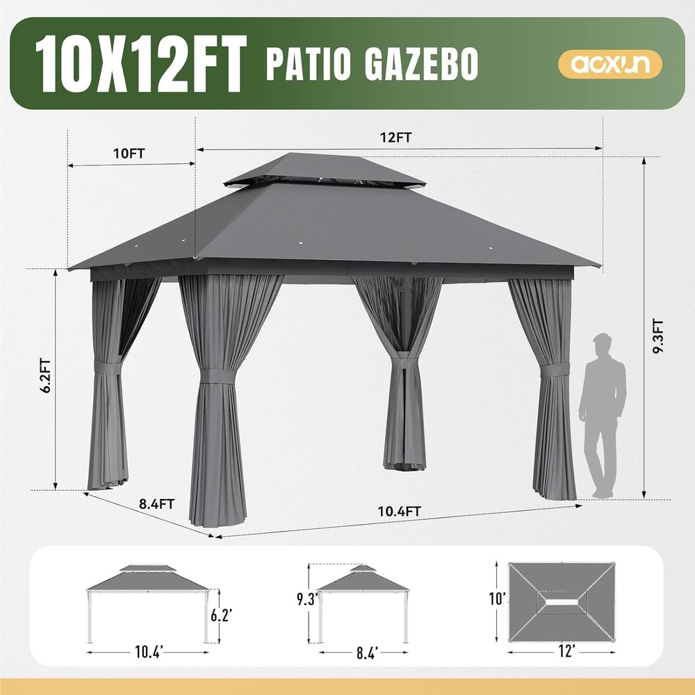 10x12 Heavy-Duty Metal Gazebo  - Outdoor Furniture Gazebo 리뷰 및 가격