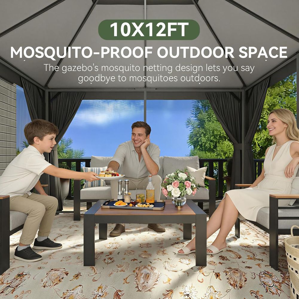 10x12 Heavy-Duty Metal Gazebo  - Outdoor Furniture Gazebo 리뷰 및 가격