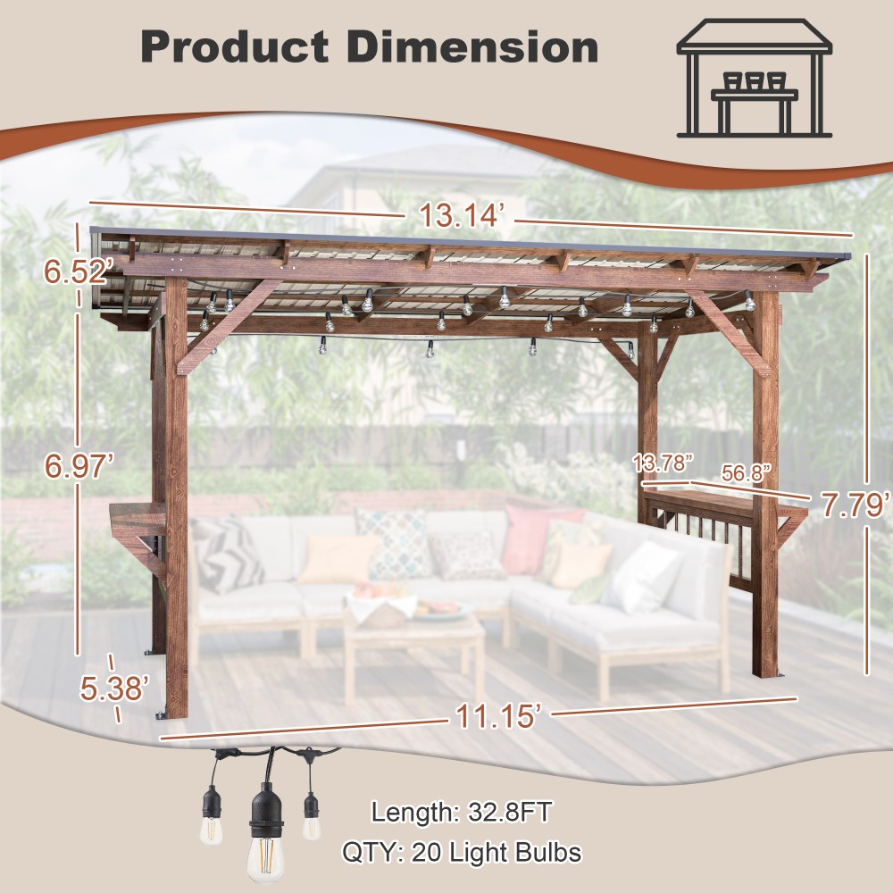 ！@13' X 6.5' Modern Wooden Per - Outdoor Furniture Gazebo 리뷰 및 가격