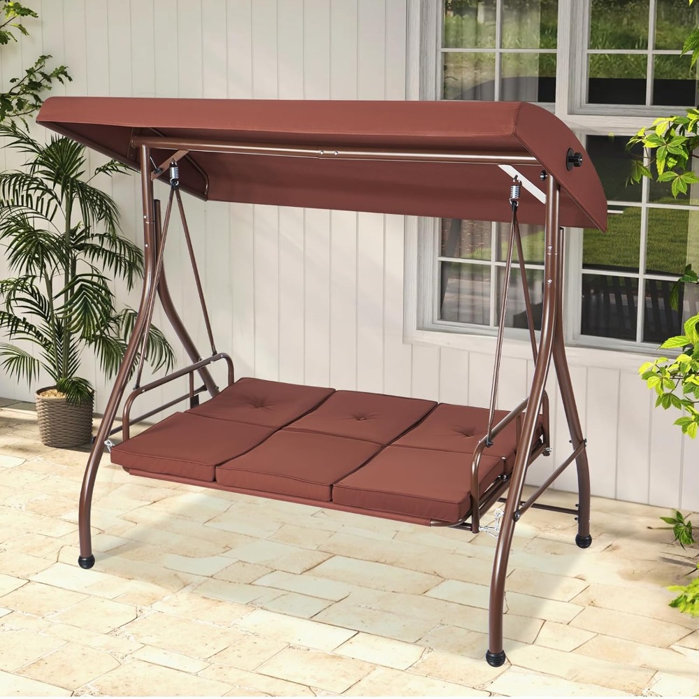 3-Seat Patio Swing Chair, Conv - Outdoor Furniture Sunbrella 리뷰 및 가격