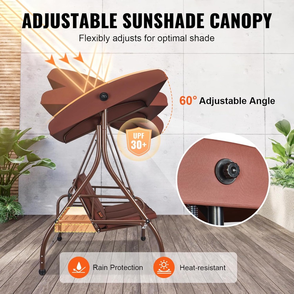 3-Seat Patio Swing Chair, Conv - Outdoor Furniture Sunbrella 리뷰 및 가격