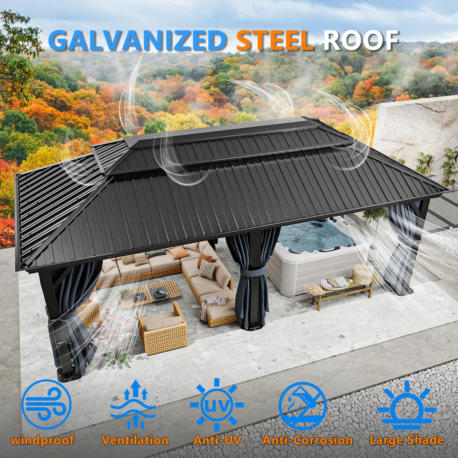 12×20 Hardtop Gazebo with Meta - Outdoor Furniture Gazebo 리뷰 및 가격