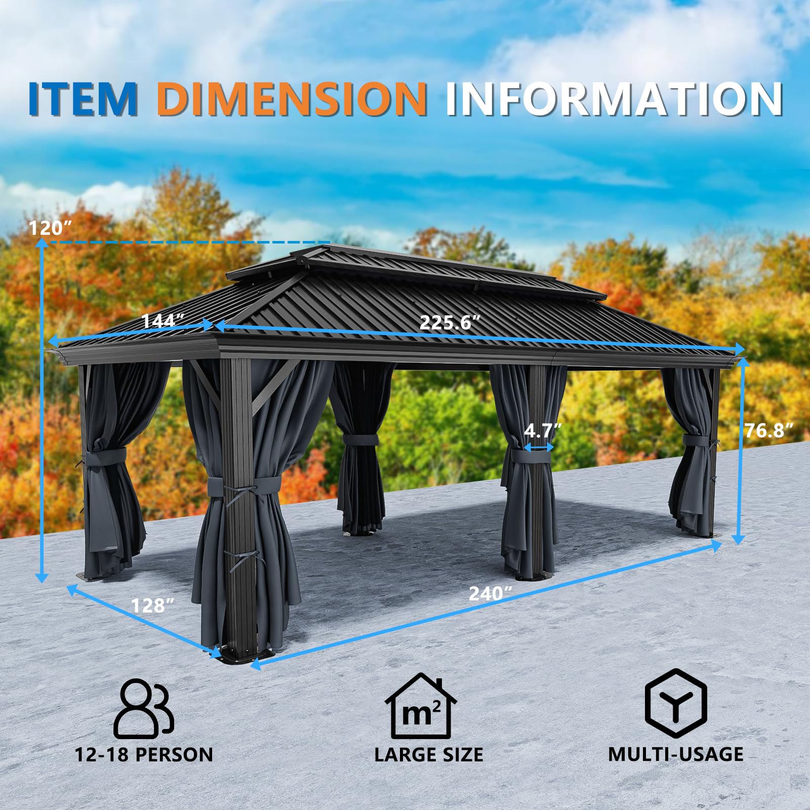 12×20 Hardtop Gazebo with Meta - Outdoor Furniture Gazebo 리뷰 및 가격
