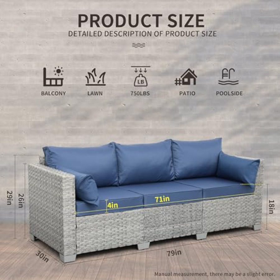 Outdoor Couch 3 Seater Wicker  - Outdoor Furniture Patio 리뷰 및 가격
